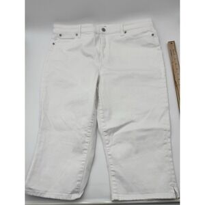 Talbots Jeans Women's 16 Pedal Pusher Crop White Denim‎ Cotton Coastal